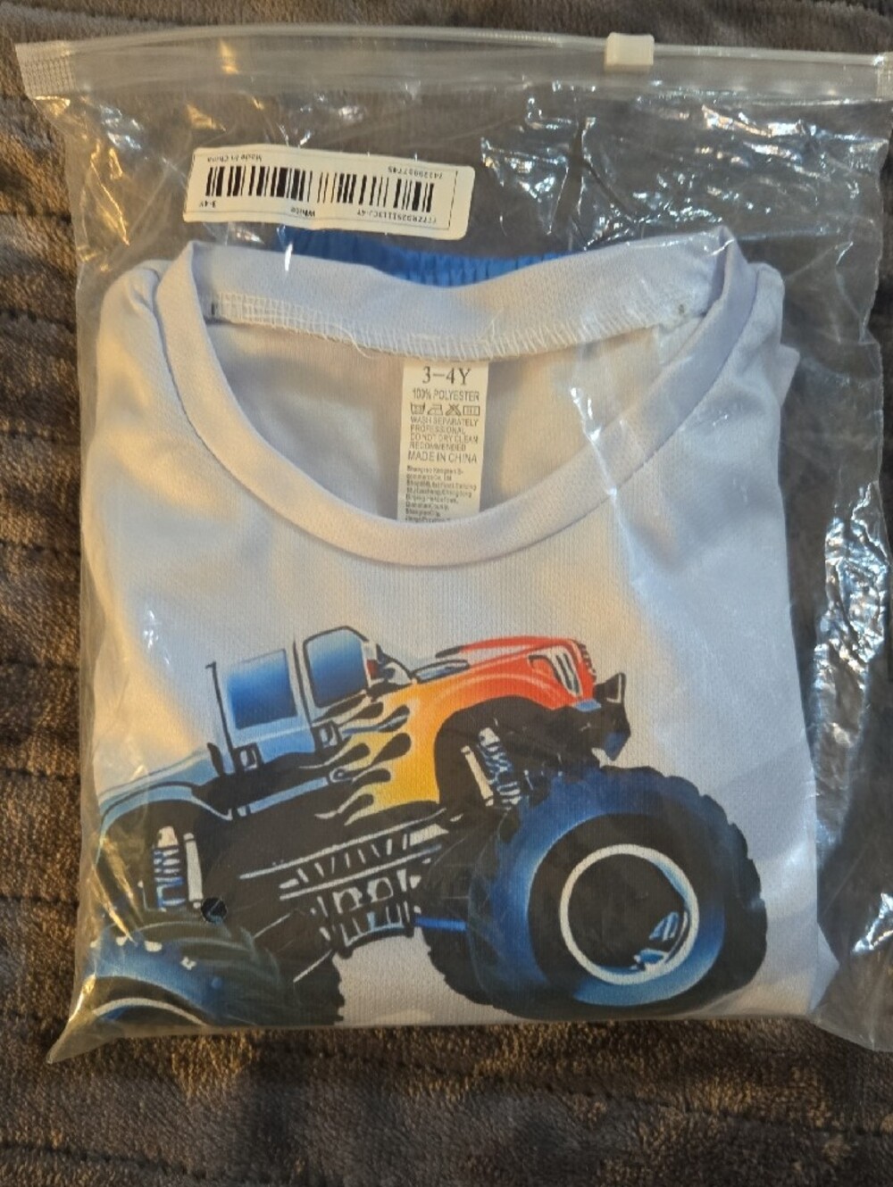 Blue Monster Truck Kids Matching Set - Short Sleeve Top & Shorts - Picture 5 of 6